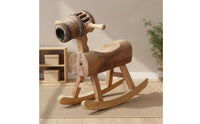 Horse Rocking Stool Angled Legs Wooden Rocking Horse Stool Rustic Texture Wooden Ride Plaything for Children