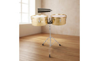 Timbales with Stand and Cowbell Metal-cover Timbales Adjustable Drum Set with Stand for Percussionists, Drummers, Stage, Rehearsal