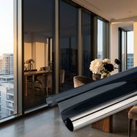 Window Film Privacy for Home Office, Reflective Sun Protection and Heat Insulation, Dark Grey Window Tint Film Home, PVC Window Frosting Film