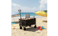 Space-Saving Portable Camping Wagon All Terrain Wheels Foldable Beach Wagon Collapsible Utility Wagon for Shopping, Picnic, Gardening