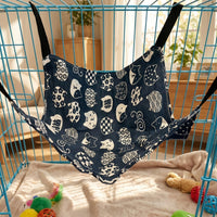 Cat Hammock Cage Hammock with Soft Fleece, Rectangular Hanging Cat Bed and Swing, Adjustable Straps for Indoor Pet Cage Accessories, Bed Warm