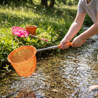 Extendable Fishing Net for Kids, Butterfly and Insect Catching Net with Foldable Bucket, Outdoor Play Toy