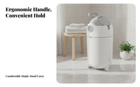 Odor Sealing Diaper Pail Easy to Clean Round Wastebasket with Handle Silent Close Nursery Bin Sturdy Construction for Bedroom