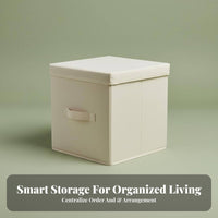 Lidded Foldable Cube With Lid Lidded textile container adaptable for Office Workers