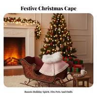 10cm Doll Clothes Christmas Design Small Doll Cape Handmade Soft Toy Winter Outfit for Kids, Holiday Season