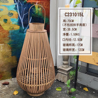 工业风竹编风灯装饰创意工作室设计空间落地灯笼摆件大型怀旧烛台