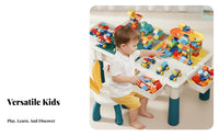 Large Particle Compatible Building Block Table Educational Building Block Storage Table Safety Rounded Corners Double-Sided Play Tabletop Easy to Clean for Toddlers, Preschoolers, Playroom, Daycare, Kindergarten, Classroom