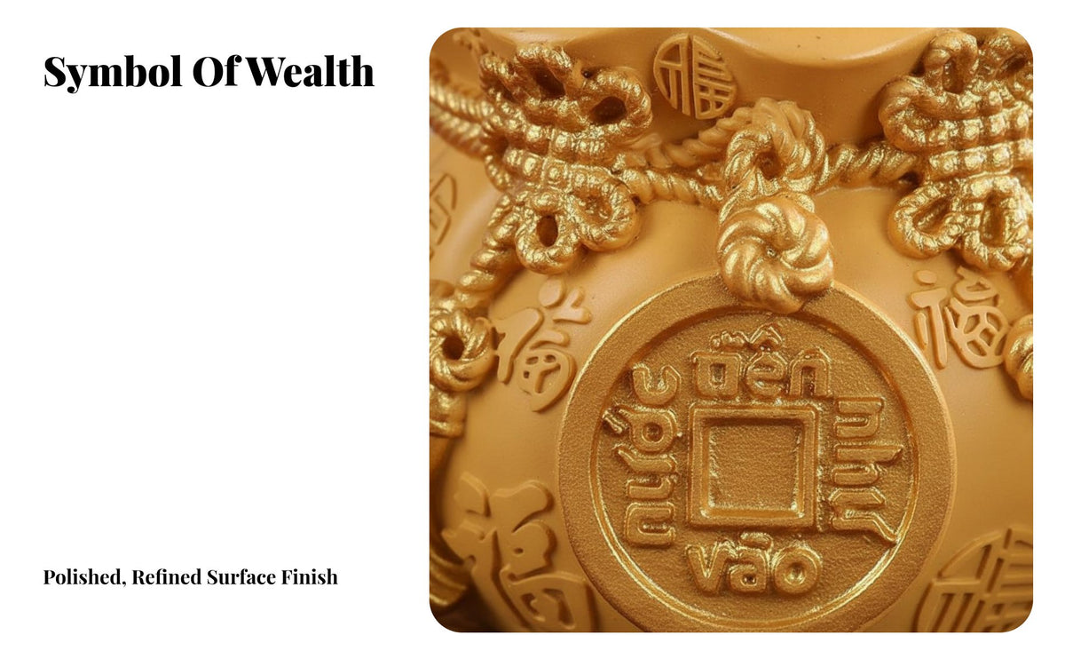 Lucky Money Pouch Ornament Auspicious Symbol Feng Shui Wealth Decoration Craftsmanship Resin Wealth Pouch Figurine for Adults, Desktop, Home