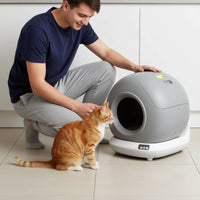 Easy Entry Step App Control Litter Box Odor Reduction Enclosed Feline Litter Box