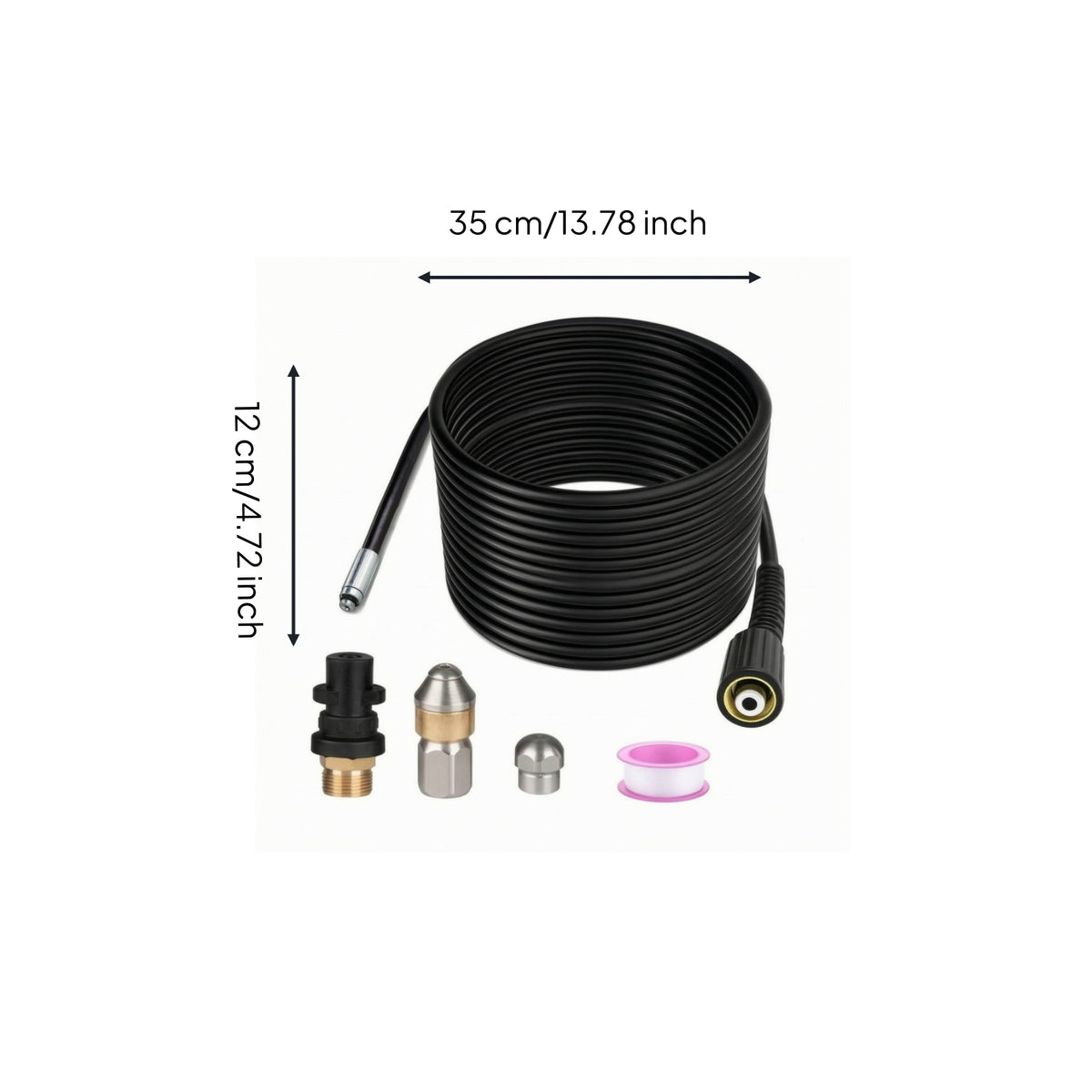 High-Pressure Hose with Fittings Heavy Duty Pressure Washer Hose with Adapters Lightweight for Drain Cleaning