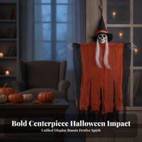 Pointed Hat Hanging Witch Skeleton Decoration Ragged Robe Tattered Witch Wall Hanging Black Underlayer Violet Band