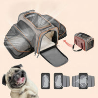 Breathable Pet Carrier with Expandable Mesh Collapsible Foldable Pet Carrier Portable Transport Tote Lightweight for Cats, Small Dogs