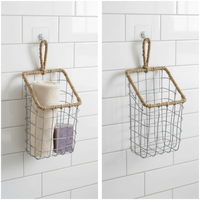 304 Stainless Steel Toothbrush Holder & Mouthwash Cup Organizer with Towel Basket, No-Drill Wall Mount