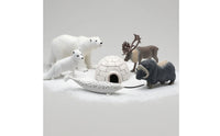 6 Pieces Arctic Animal Figures with igloos Miniature Arctic Animal Playset Educational Toy for Kids, Classroom