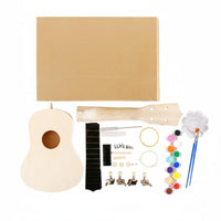 Early Music Education DIY Ukulele Kit Playable Instrument Paintable Wooden Ukulele Adjustable Tuning Build Your Own Guitar Toy for Children, Beginners, Art Class, Home School