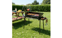 Stainless Steel Charcoal Barbecue Grill with Side Shelves Heat-Resistant Charcoal Grill with Side Tables Compact Heavy-Duty for Campers, Camping, Backyard