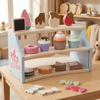 Wooden Dessert Shelf Rounded Edges Tea Party Play Set Gift Idea Toy Tea Party Set for Children
