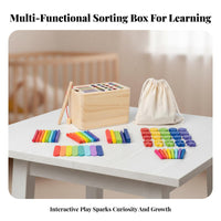 Multiple Play Modes Color and Shape Sorting Toy Develops Fine Movement Skills Wooden Shape Sorter Box Hand-Eye Coordination Color Sorting Box Natural Wood for Toddlers, Kids, Preschoolers, Preschool, Daycare