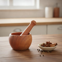 Mortar and Pestle Wooden Mortar and Pestle Set Manual for Home Cooks, Kitchen