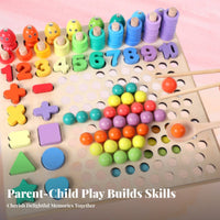 Fine Movement Skills Development Wooden Clip Bead Game Hand-Eye Coordination Chopstick Training Toy Early Education for Preschoolers
