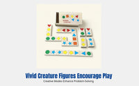 Wooden Creature Tile Game, Preschool Blocks, Colorful Shape Matching, Early Learning Game