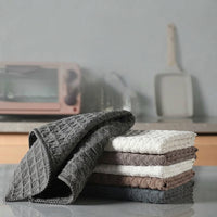 Highly Absorbent Microfibre Cloth and Weave Dish Cloths, Reusable Kitchen Towel for Glass, 25cm x 25cm Streak Cleaning