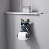 Wall-Mounted Canine Tissue Rack Decorative Funny Canine Washroom Decor Realistic Details Resin Dog Sculpture for Restroom