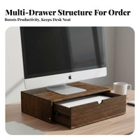 Space-Saving A4 Paper Storage Cabinet Versatile Multi-Use Wooden Desktop Drawer Unit Large Capacity Monitor Riser with Storage Drawer Minimalist Design for Students, Homeowners, Hobbyists, Workspace, Study Room, Countertop, Nightstand