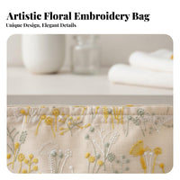Floral Embroidered Cosmetic Bag Large Capacity Embroidered Floral Makeup Bag