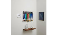 Metal Medal Hanger Rack Easy Installation Wall Mounted Medal Holder Motivational Slogan Athletic Awards Awards Display for Runners, Kids, Living Room
