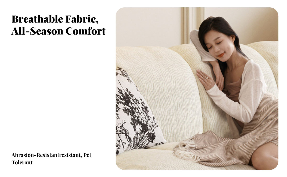 Straightstraight-reared cumulus Sofa Creamy cream Color Living Room Seating Minimalist design Couch for Homeowners, Families, Studio Flat, Lounge Area, Home Office