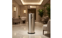 Stainless Steel Ash Receptacle with Perforated Grate Brushed Silver Cylindrical Ash Receptacle Commercial-Style Cigarette Butt Collector Slim Vertical for Smokers, Tobacco-Using Areas, Building Entrances, Hotel Lobbies, Public Areas
