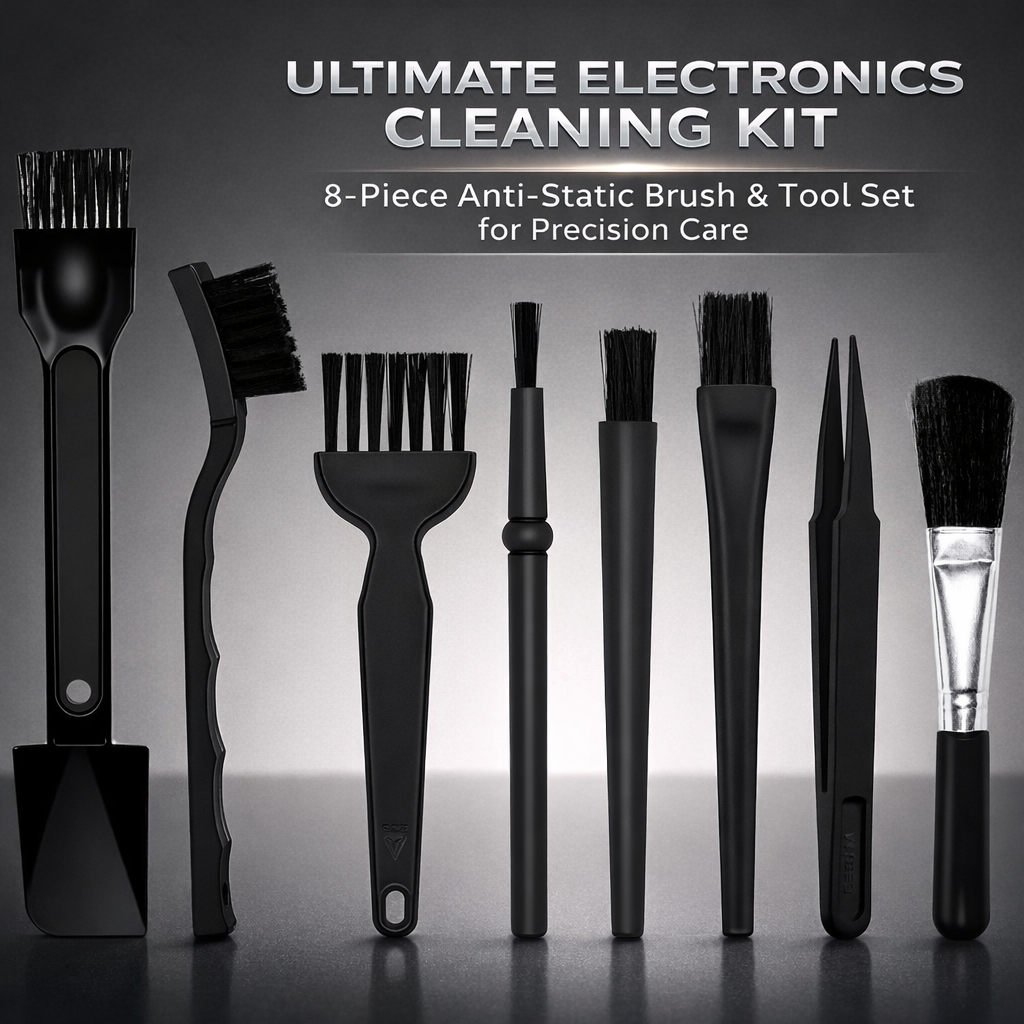 8-Piece Anti-Static Cleaning Brush Kit for Electronics, Circuit Board Cleaning Brush Set