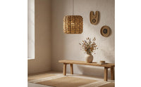 Artisan-Made Woven Lampshade Natural Material Handmade Wicker Lampshade Bohemian Hint Rattan Design Light Cover Easy Installation for Homestay, Cafe