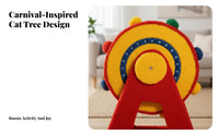 Multi-Texture Surface Carnival Theme Cat Scratcher Catnip Infused Merry-Go-Round Cat Tree for Pet Lovers, Kitten Owners, Indoors, Living Room, Bedroom, Apartment