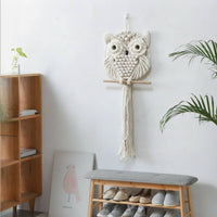 Macrame Owl Woven Owl Wall Hanging Macrame Wall Hanging Cotton Textured for Nursery, Bedroom