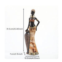 African Woman Figurine Hand-Painted African Woman Statue Decor Ethnic-Inspired Gold-Tone for Homeowners, Living Room, Shelf