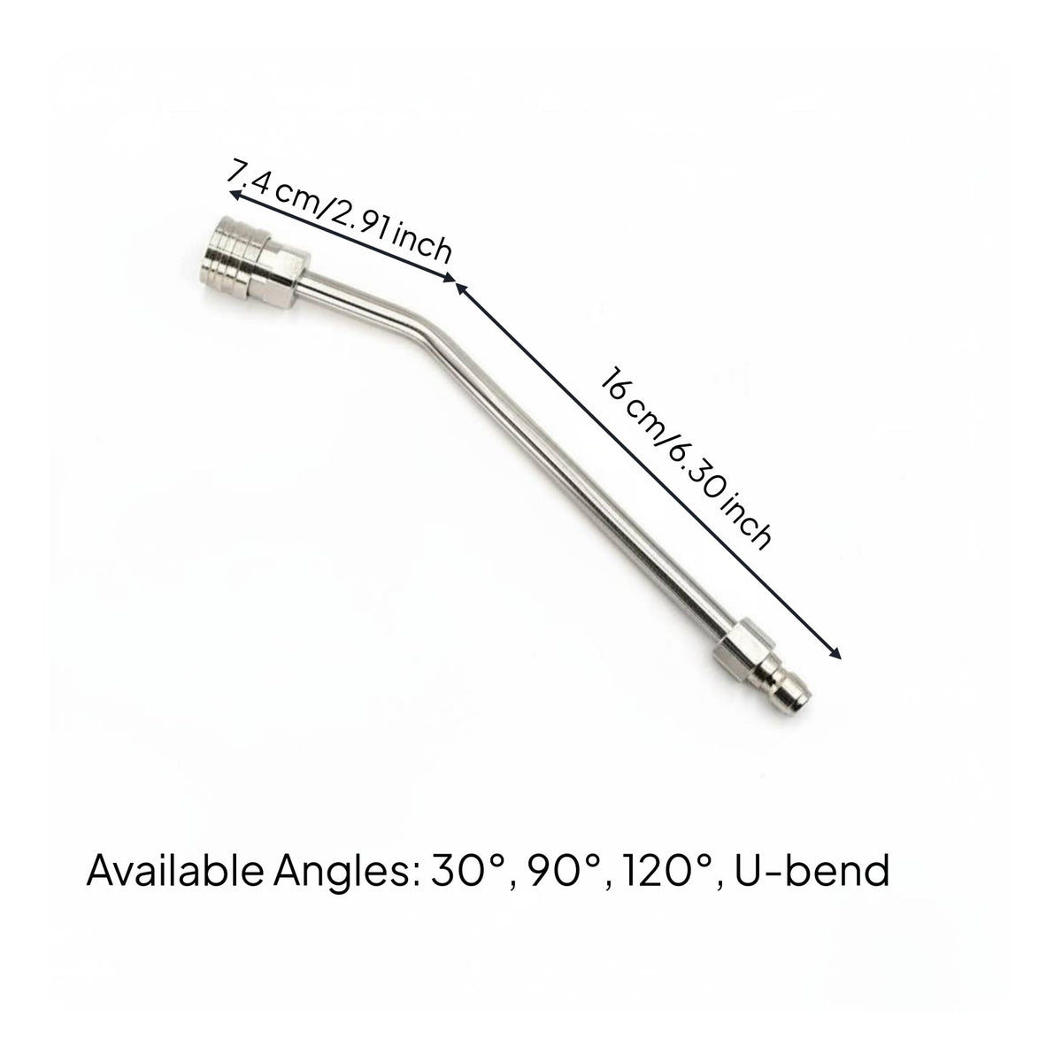 Rustproof Angled Pressure Washer Wand Leak-Resistant O-Rings Stainless Steel Spray Lance Heavy-Duty Construction for Professional Cleaners