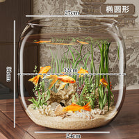 圆形鱼缸客厅一体成型防摔高透仿玻璃塑料小型桌面生态缸办公室