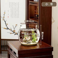 圆形鱼缸客厅一体成型防摔高透仿玻璃塑料小型桌面生态缸办公室
