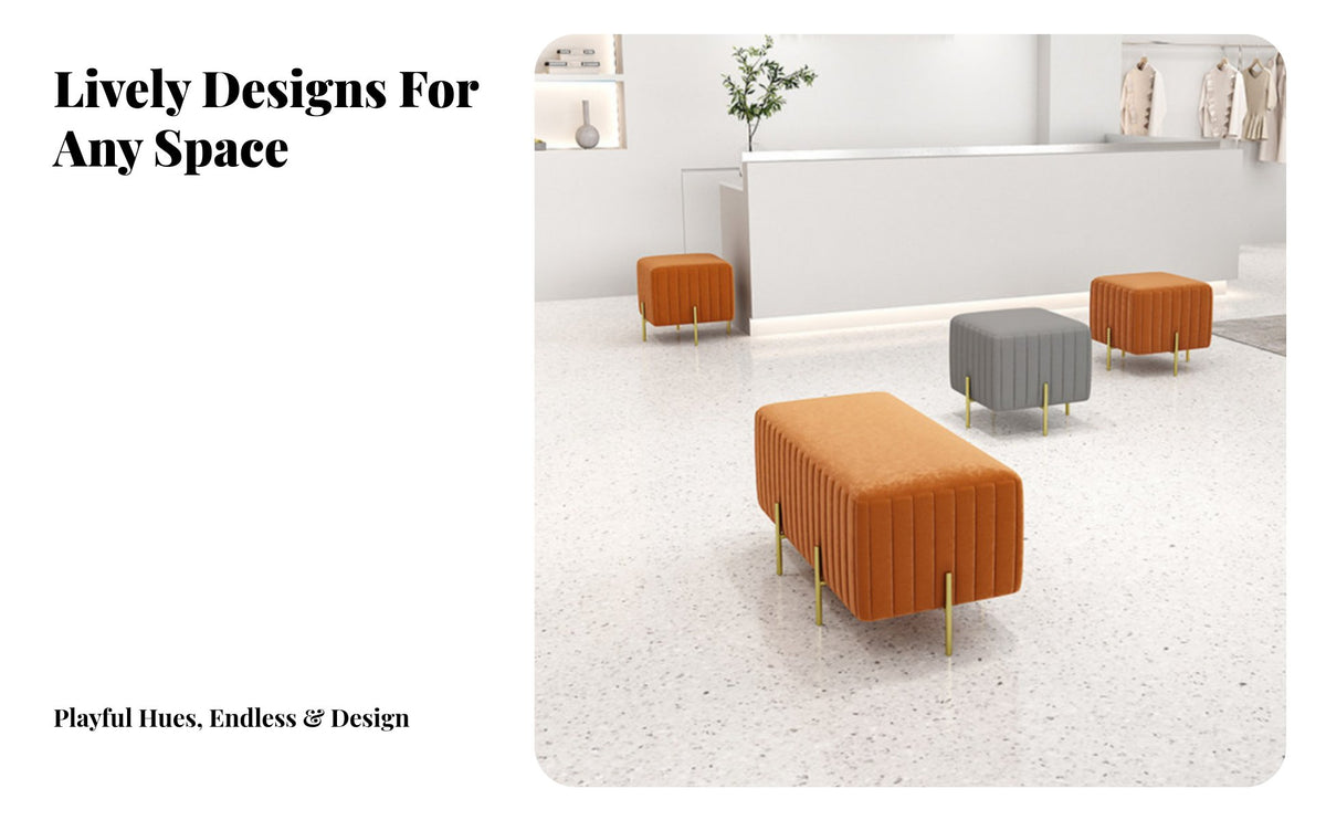 Padded Metal-Frame Bench Light Luxury Design Long Stool Soft padding Indoor Seating for Adults, Business Owners, Clothing boutsideique, Fitting Room, Hallway