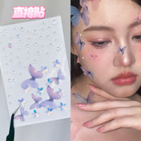 蝴蝶脸上贴饰音乐节演唱会眼部珍珠贴钻妆儿童舞台创意妆美甲贴纸