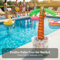 Inflatable Palm Tree Chiller Decorative Palm Tree Ice Bucket Easy to Inflate/Deflate Exotic Festivity Ice Bucket for Outdoor, Beach, Barbecues