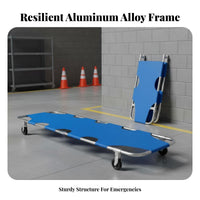 Lightweight Folding Stretcher Long-Lasting Portable Rescue Stretcher Heavy Duty Aluminum Alloy Medical Cot High Load Capacity for Firefighters Personnel, Ambulances, Sports Venues, Nursing Homes