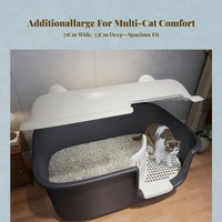 Large Cat Litter Box, Semi-Enclosed, Easy Clean