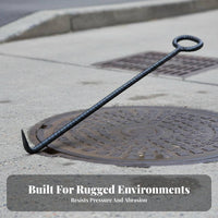 Heavy Duty Manhole Cover Hook Long-Lasting Steel Construction Manhole Cover Lifter High Load Capacity for Maintenance Personnel, Warehouses