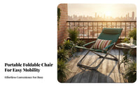 Lightweight Office Rest Chair Padded Headrest Foldable Recliner Breathable Material Portable Recliner Anti-Slip Feet for Homeowners, Beachgoers, Balcony, Outdoor, Backyard, Camping