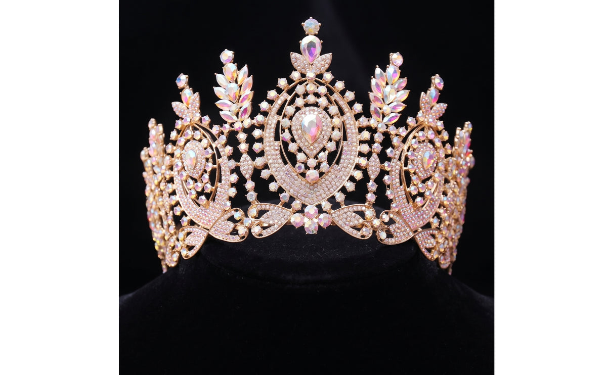 Bridal Crown Baroque Bridal Tiara Ornate Crown with Comb for Pageant Contestants, Artists, Weddings, Stage Performances, Costume Parties