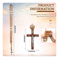 2 Pieces Natural Finish Wall Rosary Decoration Rustic Look Large Prayer Beads for Bedroom