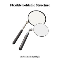 Telescopic Inspection Mirror Adjustable Reach Rotate Head Inspection Mirror Portable Stainless for Technicians, Garage